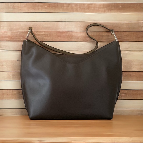 VINTAGE GUCCI TOM FORD ERA CHOCOLATE BROWN SMOOTH LEATHER SHOULDER BAG - Picture 2 of 9